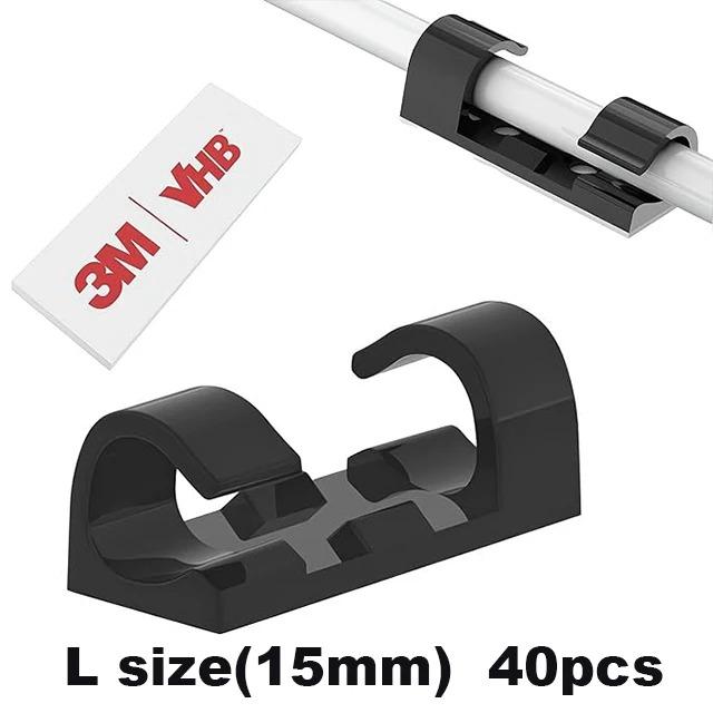 UNTIOR 20/40Pcs Cable Clips Organizer Drop Wire Holder Cord Management Self-Adhesive Cable Manager Fixed Clamp Wire Winder