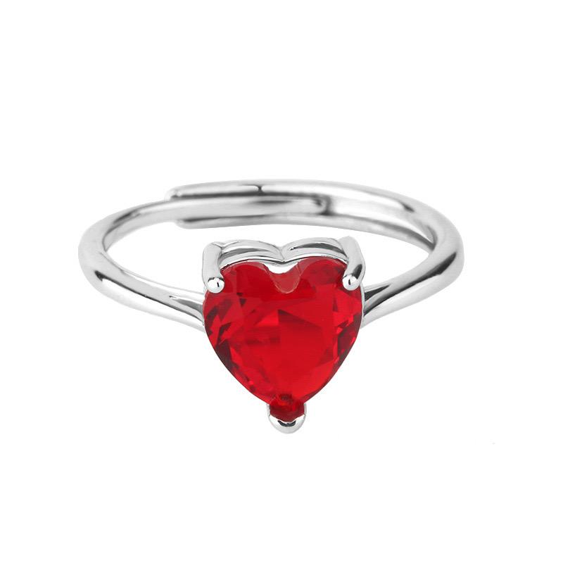 Xiaomi BF CLUB  Silver Color Rings for Women Fashion Geometric Handmade Irregular Red Heart Ring Party Christmas Gift