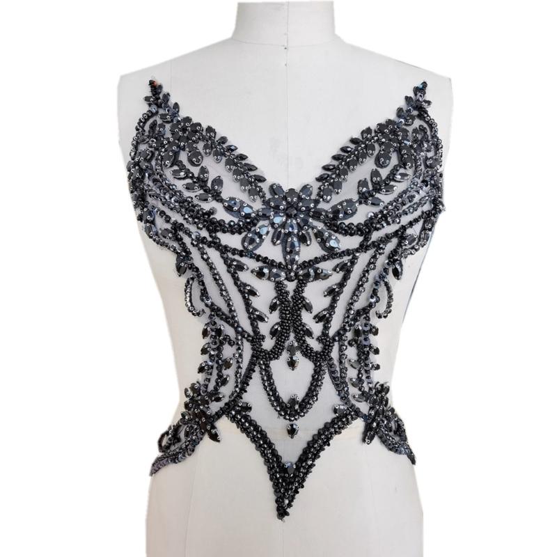 DIY Rhinestones Sew on Patches Hand Beaded Patches 3D Costumes Appliques Patches for Costums Wedding Dress