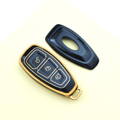 Goldrand Schale Schlüsselloser Halter Fob Für Ford Kuga Focus ST Fusion Fiesta Focus 3 4 Mondeo Ecosport TPU Auto Smart Schlüssel Etui Abdeckung Zubehör