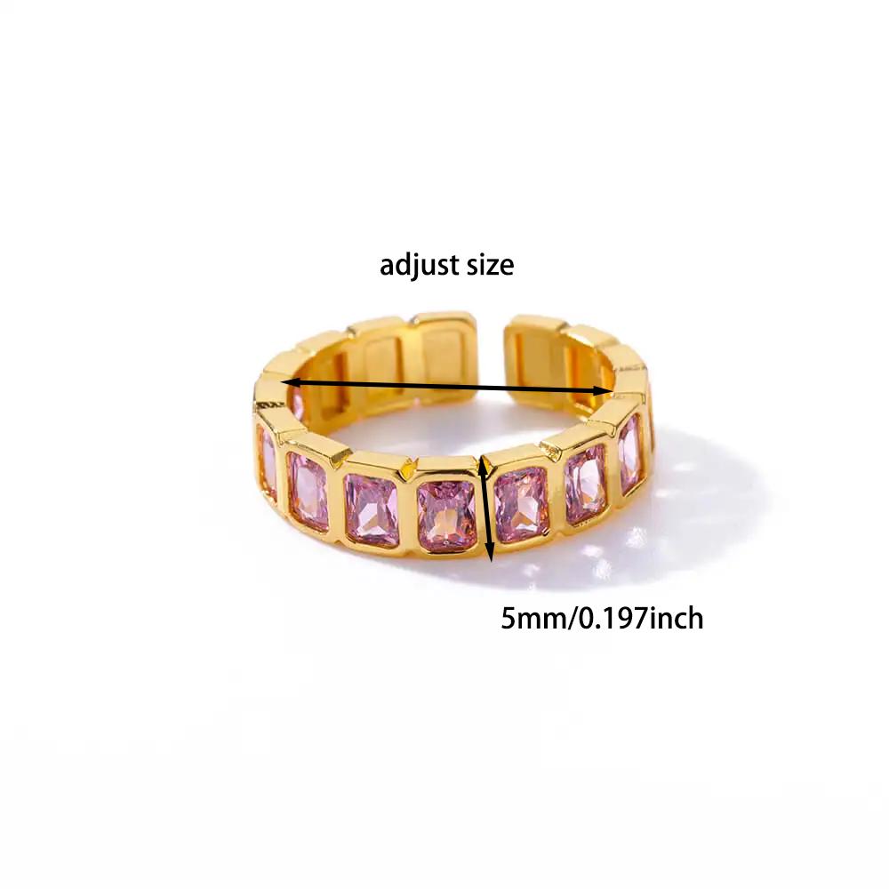 

Dainty Pink Zirconia Ring Elegant Women Gold Color Heart Anillos Stainless Steel Waterproof Romantic Luxury Anniversary Jewelry resizable