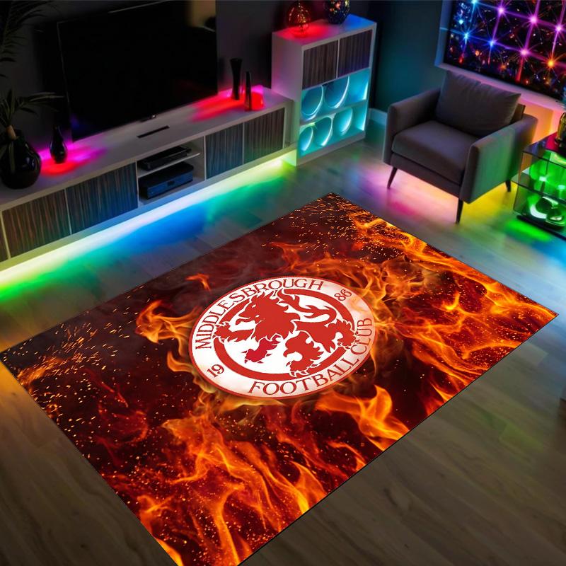 Middlesbrough Football Design Crystal Velvet Carpet Cozy Non?Slip Printed Rug For Bedroom Living Room Entrance