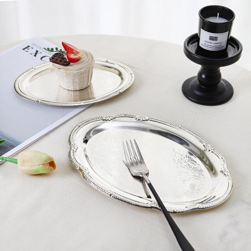 ZISIZ European Style Silver Decorative Serving Tray