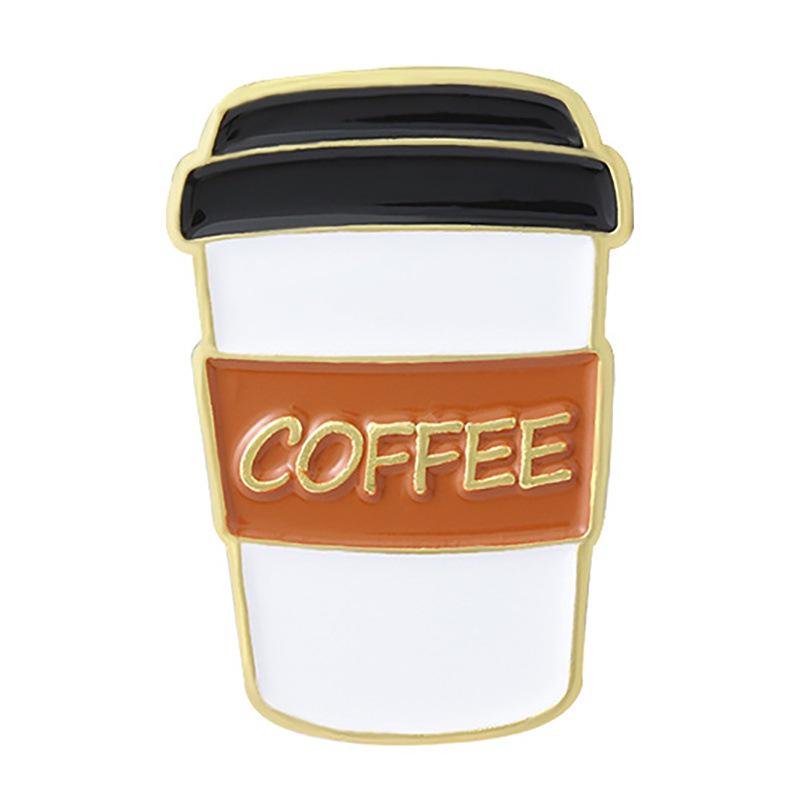 Creative Coffee Brooch Set: Cute Cup & Pot Metal Badges - Personalized English Accessories