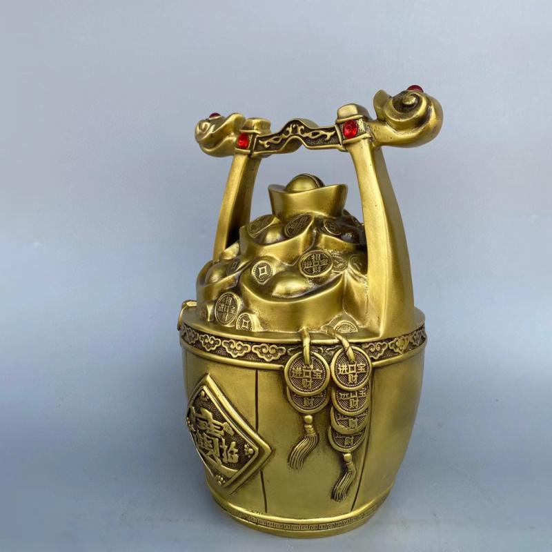 A Of Gold Ornament All Copper Piggy Savings Bank Treasure Bucket Craft Living Room Decoration Housewarming Opening G