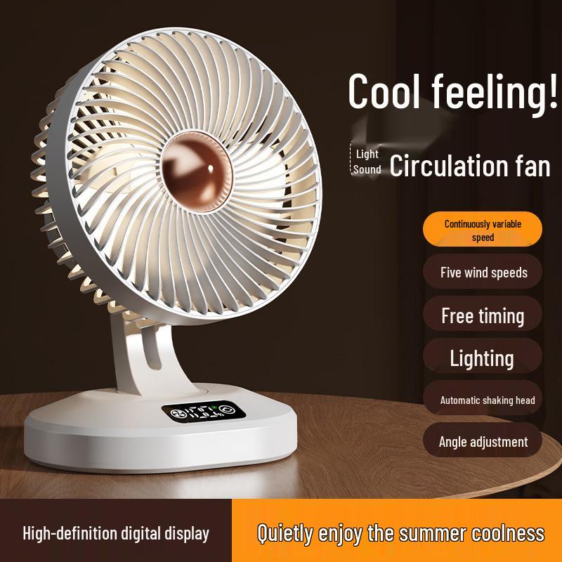 Wireless Charging Desktop Fan with Automatic Head Shaking