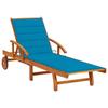 Garden Chaise Lounge In Solid Acacia Wood with Cushion - vidaXL