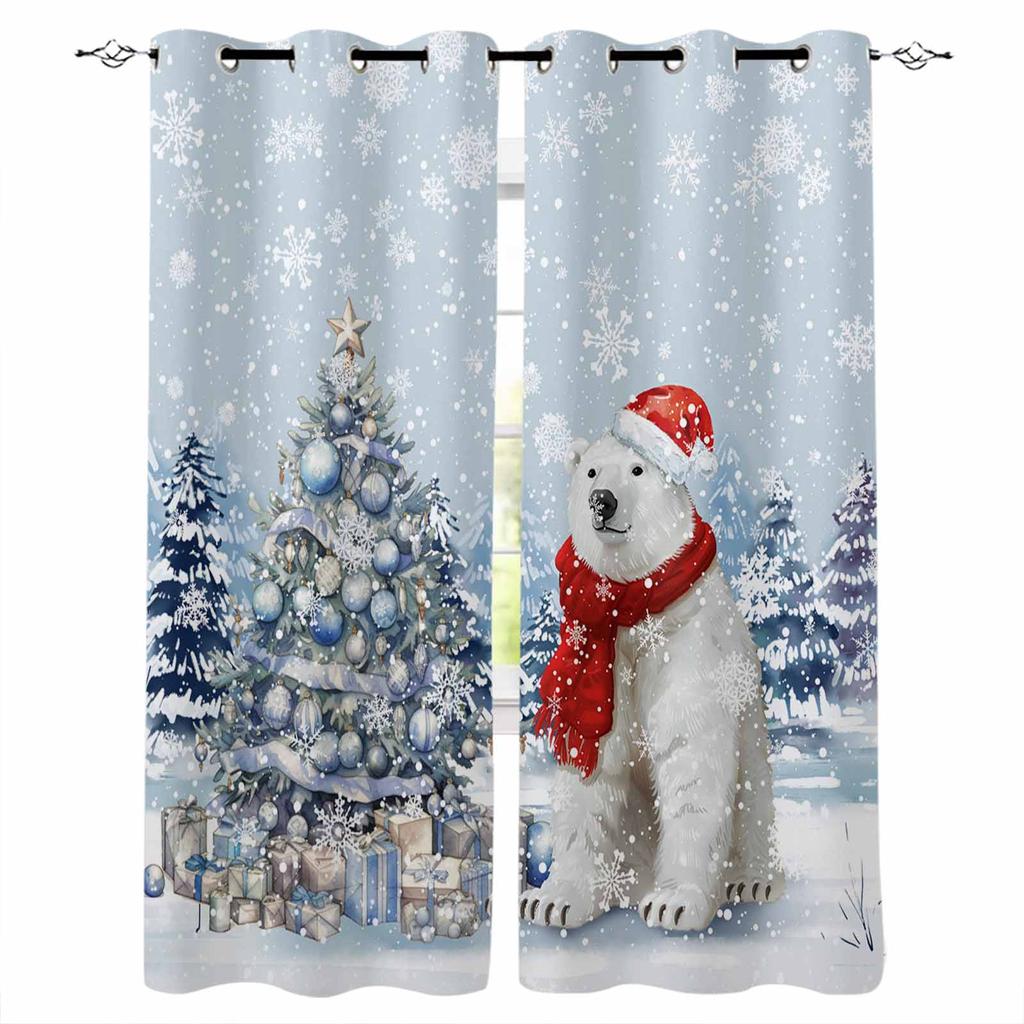 Christmas Snowflakes Retro Koala Blackout Curtains For Living Room Bedroom Window Treatment Blinds Drapes