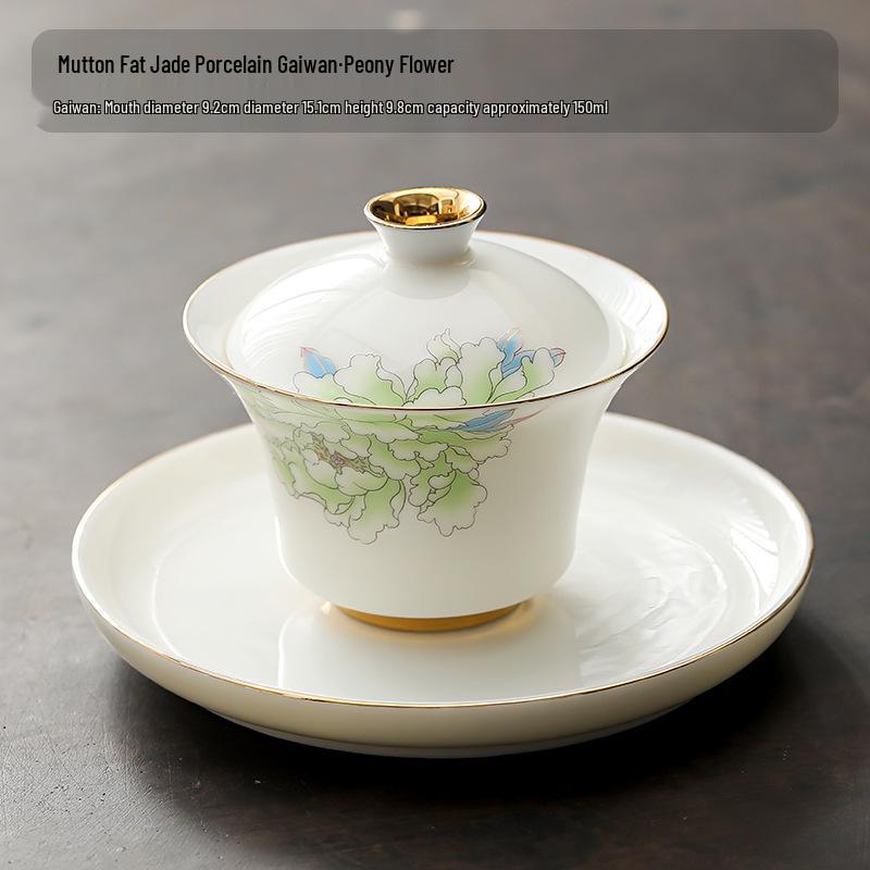Dehua White Porcelain Sancai Gaiwan Ceramic Tea Set - Insulated Kung Fu Teacup and Brewing Bowl