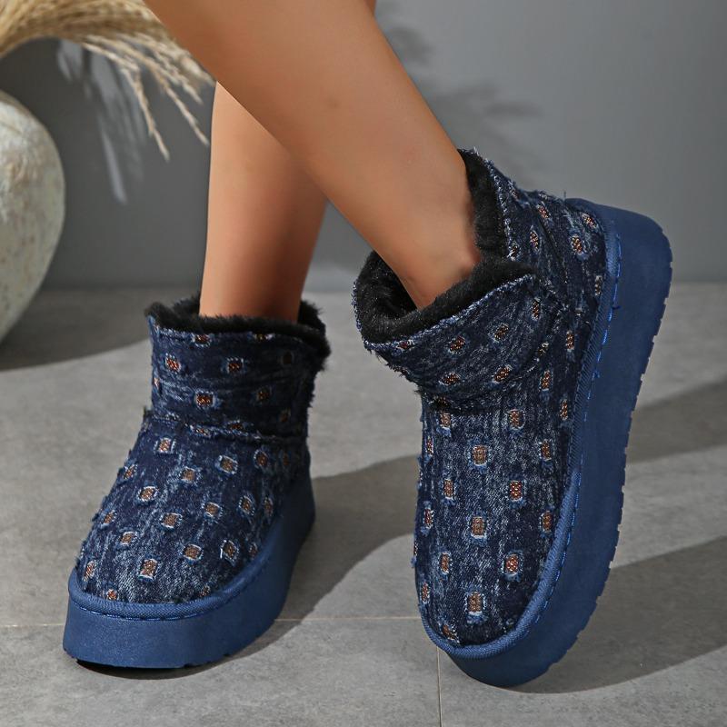 thick-soled snow boots women's winter new fur integrated cotton shoes plush warm cotton boots