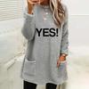 Women's Letter Print Round Neck Loose Long Sleeve Pocket Plush Hoodie - Autumn/Winter Collection