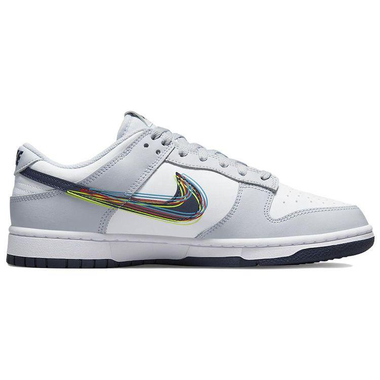 Nike Dunk Low 3D Swoosh Men Sneakers White Blackened-Blue Volt DV6482-100