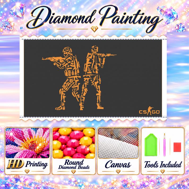 Counter-Strike 5D Diamond Painting Kit DIY Full Drill Diamond Art Home Wall Decor