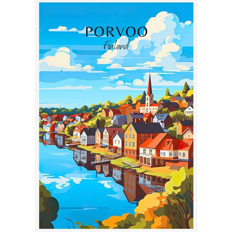 Schweiz Finnland Reiseplakat Lappland Porvoo Helsinki Zermatt Leinwandgemälde Wandkunst Bild für Wohnzimmer Heimdekor