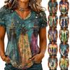 Women's V-Neck Short Sleeve Halloween Print T-Shirt Casual Pullover Top