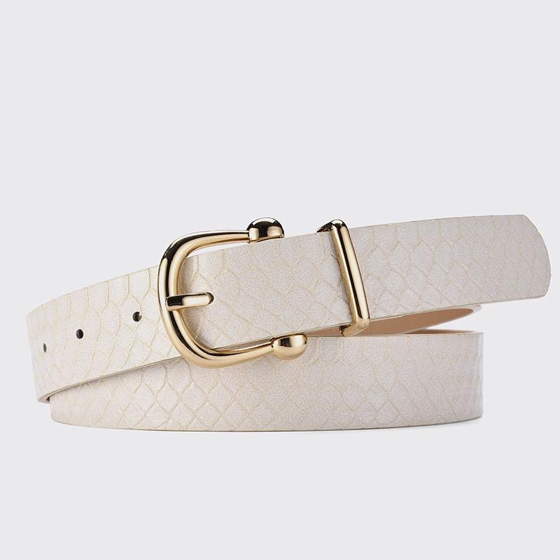 Leather Chic Pu Snake Texture Womens Belt Featuring Durable Alloy Buckle For Stylish Outfits