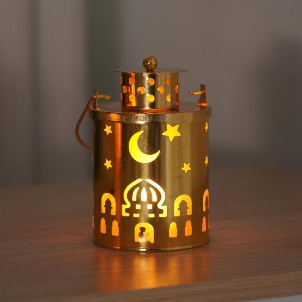 

Gold Ramadan Lanterns Hollow Handheld Lamp Ramadan Kareem Decoration Led Lights Arabian