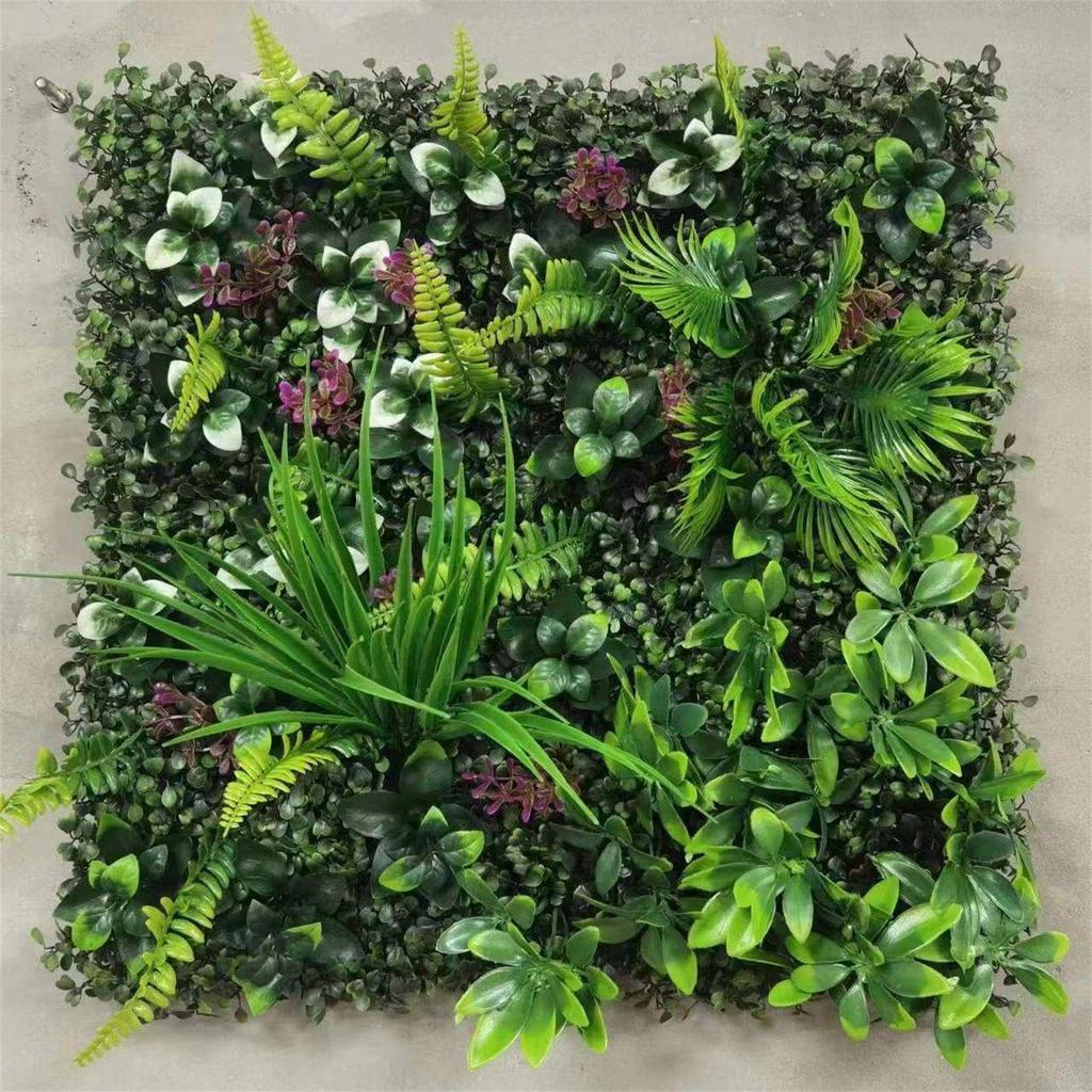 50×50cm Artificial Green Plant Wall - Plastic Vertical Garden, Fake Flower Wall, Synthetic Turf Background