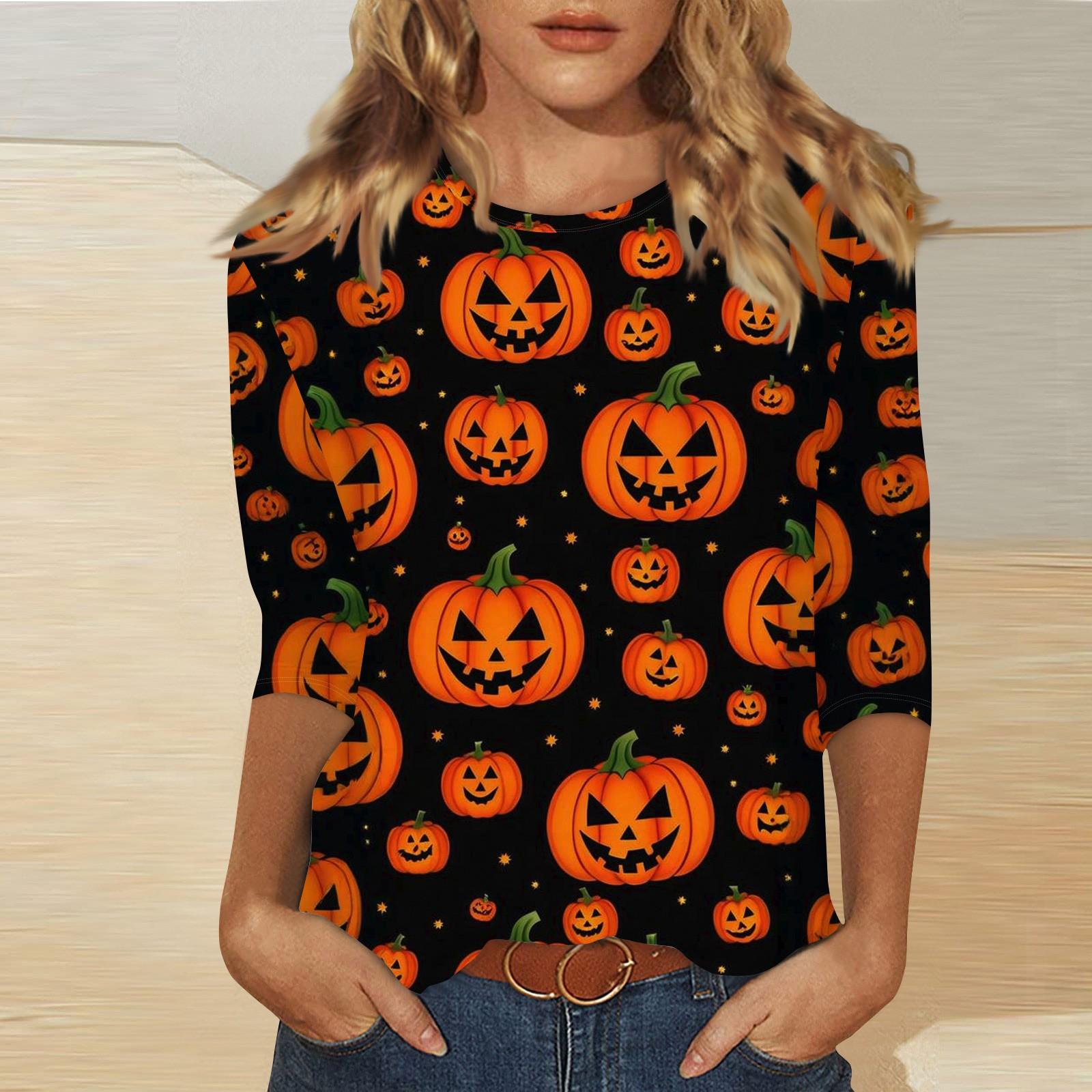 

Женская модная повседневная футболка с круглым вырезом и принтом 3/4 M