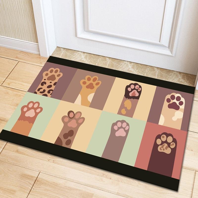 Cute Animal Print Kitchen Mat Non-Slip Waterproof Floor Rug for Cooking Area with Playful Pet Pattern Easy Clean Decoration