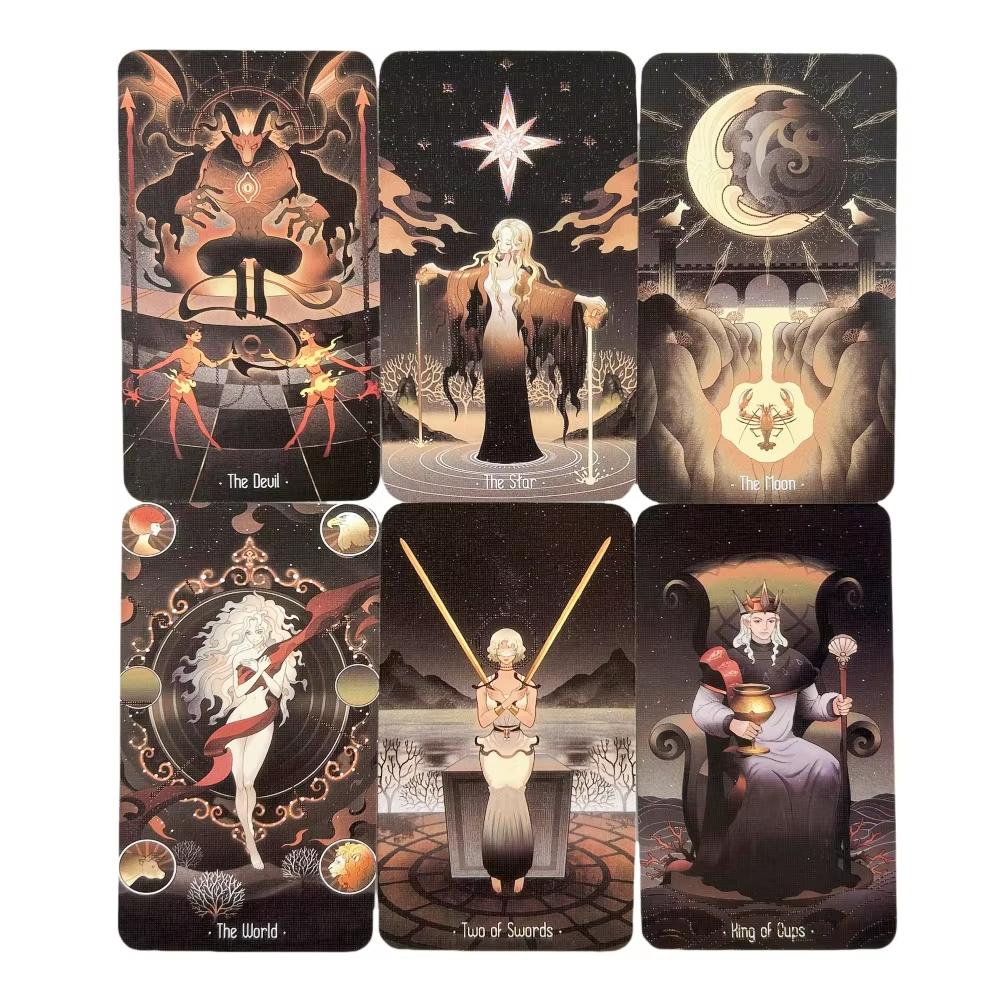 Stars Lighting Up the Night Tarot REGULAR Vibrant Asian Style Cartoon Deck Delicate Line Art Unique Indie Tarot Deck for Beginn