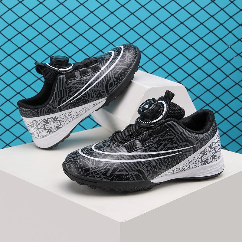 Children's football shoes Girls' rotating buckle Primary school students' training shoes Artificial grass flat-bottomed broken  sneakers Boys' shoes
