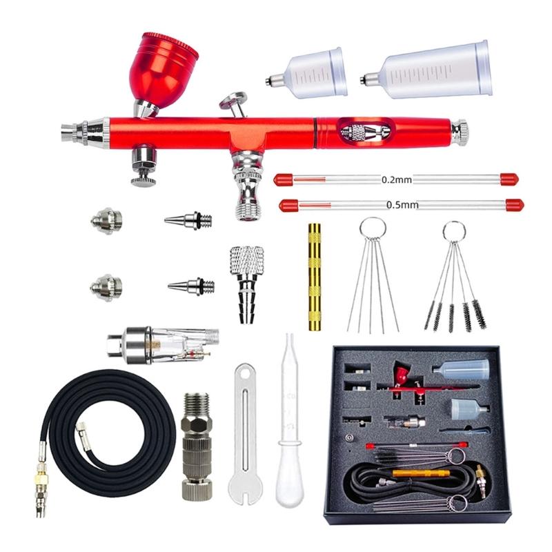 Double Action Air Brush Gravitational Feed Nozzle Guns Cake Decorating Brushes For Nail Manicure Art Crafts Cake
