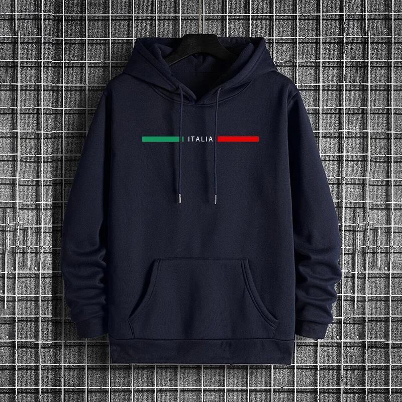 Mens Outdoor Warm Comfortable Pullover Streetwear Italy Style Male Hooded Sweatshirt Winter Autumn Casual Sports Jogging Hoodies