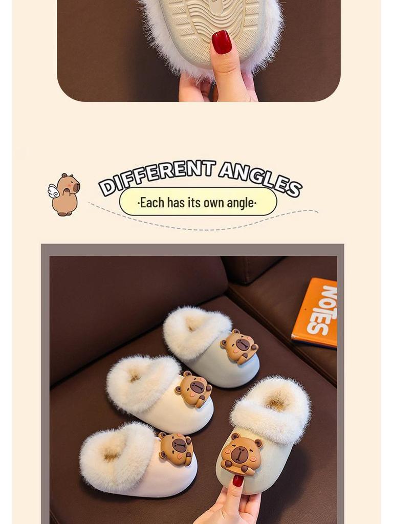 Waterproof Winter Cotton Slippers for Kids with Detachable Covers – Warm Indoor Home Shoes for Boys, Girls, and Babies