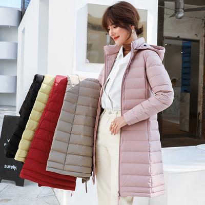 Long Hooded Duck Down Jacket Matt Fabric Padded Warm Coat Seamless Waterproof Outwear 90% White Duck Down
