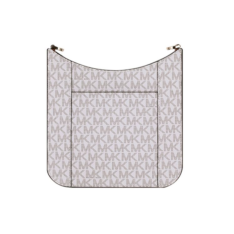Michael Kors MK Briley Monogram Zip Pocket Leather Messenger Bag Women bags Vanilla-White 35S1G7BM1B-VANILLA
