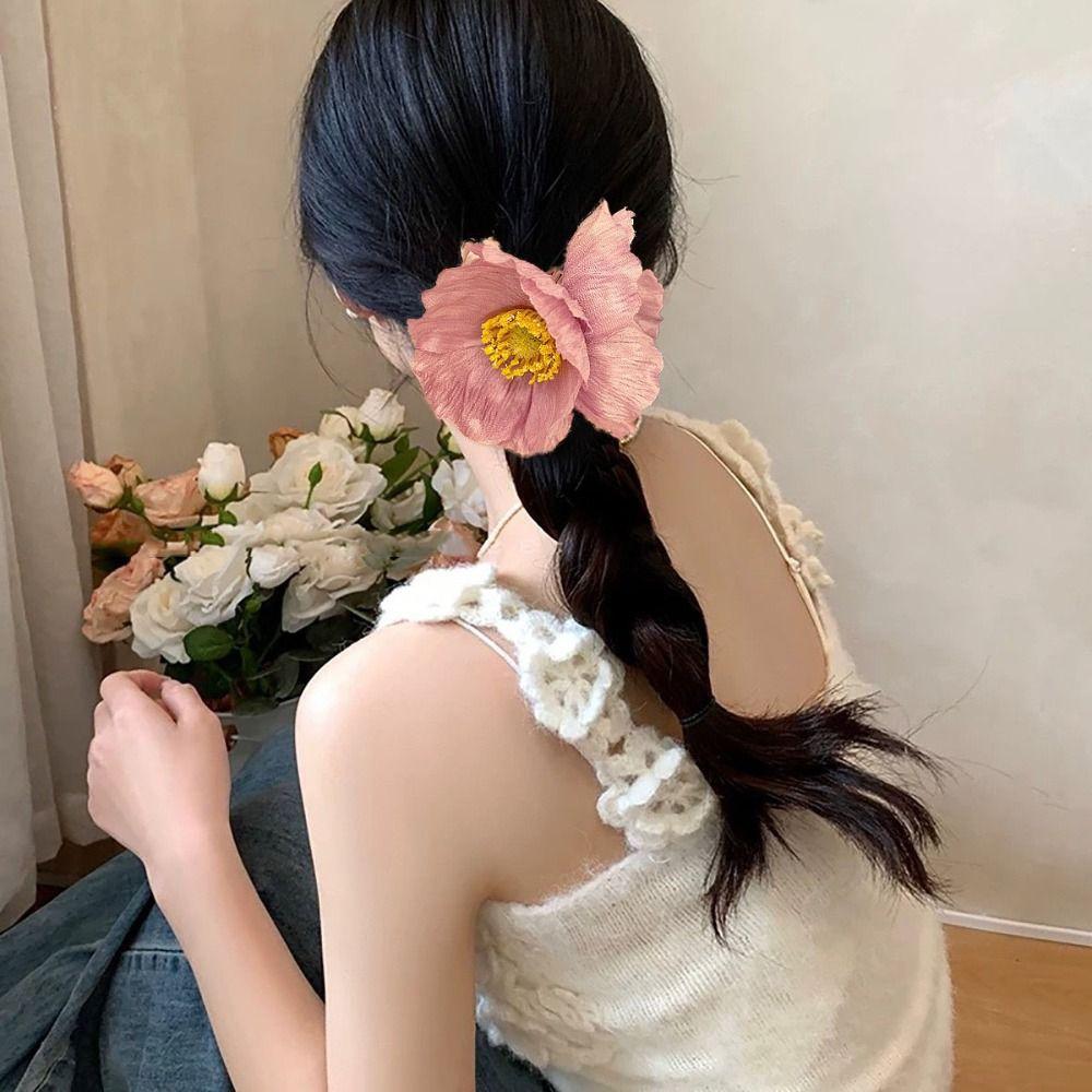 Ponytail Holder Flower Hair Tie Cloth Elastic Hair Band Large Intestine Hair Ring Daily