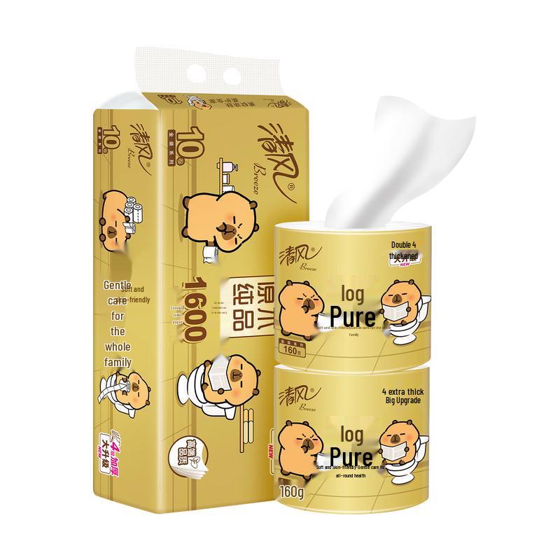Breeze Premium 4-Ply Thickened Toilet Paper Rolls