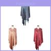 Ethnic Style Knit Scarf With Tassels For Women Warm Sunshade Dustproof Allseason