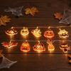 Cute Ghost Witch Hat Party Decor Halloween LED String Lights, Pumpkin Spider Battery Operated Fairy Waterproof Decorative Lights for Porch Party,
