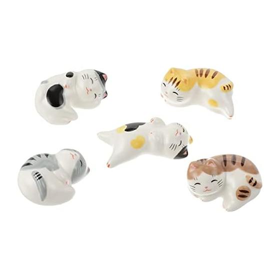 Nekomachi Neko Chopstick Rest Set, Cute Cat Chopstick Holders, 4.5-6cm Length