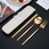 Portable Tableware Picnic Stainless Steel Cutlery Set Dinnerware Coffee Spoon Chopsticks with Box Kitchen Utensils for Children