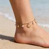 18K Gold-Plated Stainless Steel Anklet with Moon & Sun Design