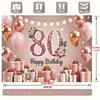 2D Rose Gold 80th Birthday Photography Background, Pink Gold Party Decoration