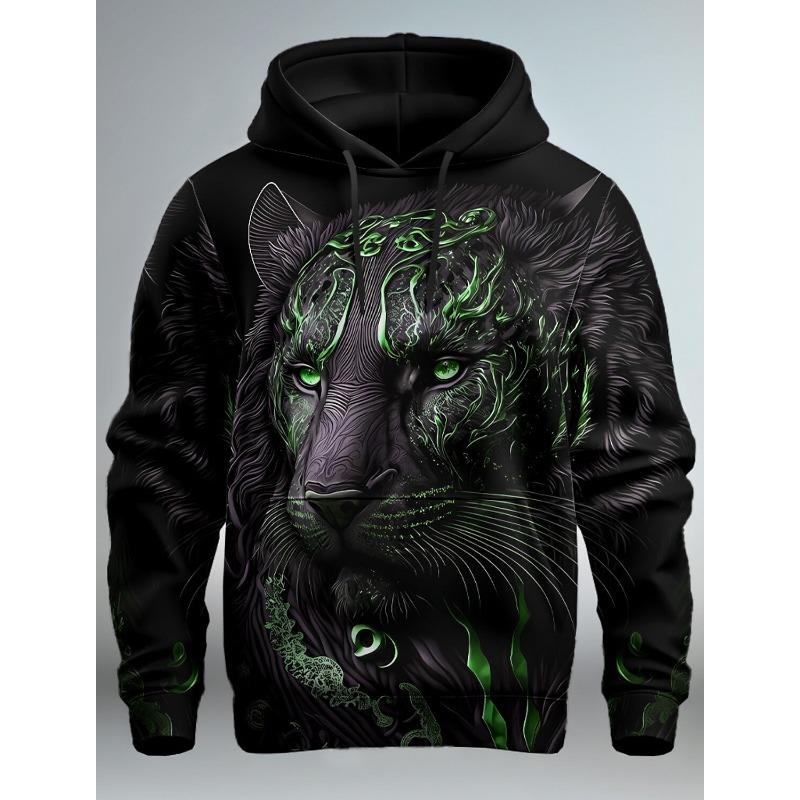 Graphic Lion Men's Fashion 3D Print Hoodie Streetwear Hoodies Long Sleeve Hooded Print Front Pocket Spring Hoodie Sweatshirt