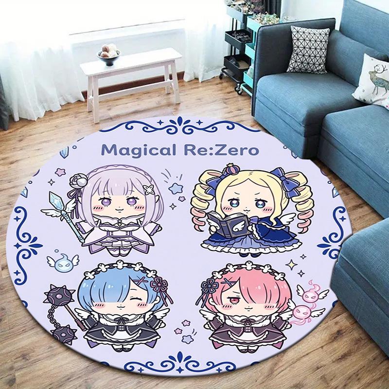 Re Zero Round Area Rug Carpet Rug For Living Room Bedroom Sofa Playroom Decor Nonslip Floor Mat