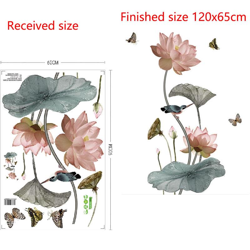 Lotus Flower Self Adhesive Wall Sticker Decal for Bedroom Living Room Home Decor Wall Art Room Decoration