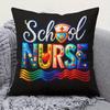 Colorful School Nurse Pillowcase Rainbow Medical Worker Cushion Cover Cute Campus Health Care Gift Decor for Sofa Bedroom