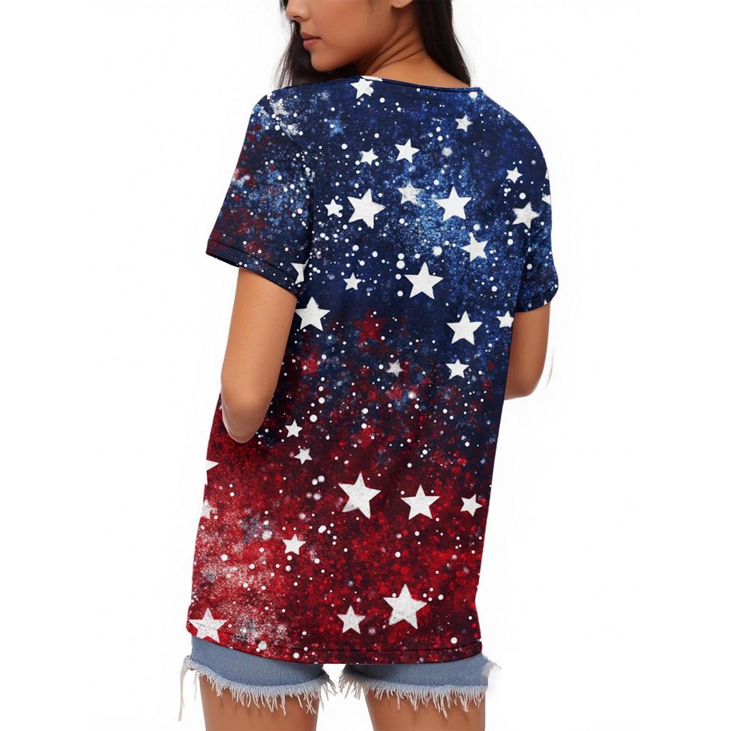 T-shirt da donna T-shirt con stampa Bottoni manica corta Quotidiano fine settimana Moda Basic scollo a V Top regolare