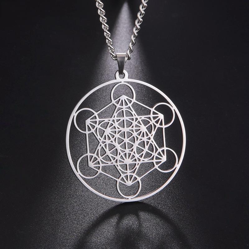 Archangel Metatron Sacred Geometry Hexagram Stainless Steel Pendant Necklace