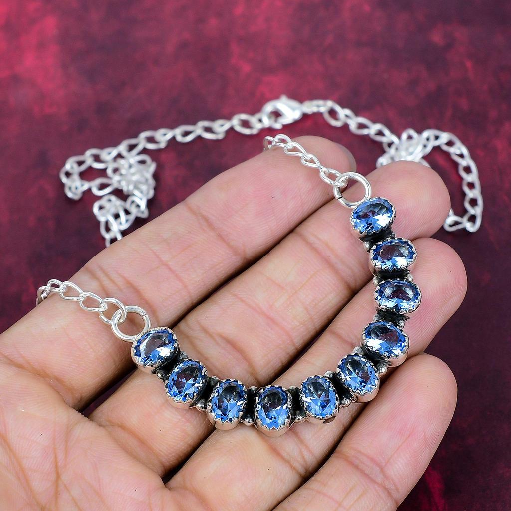 Tanzanite Handmade Gemstone Necklace, 925 Solid Sterling Silver Necklace Jewelry, For Thanksgiving