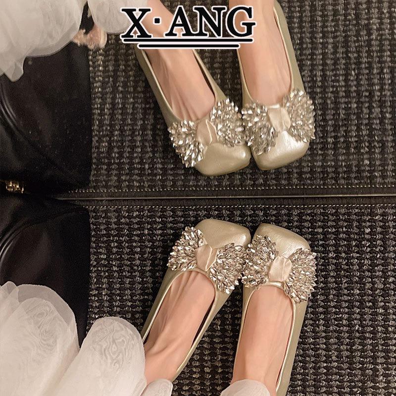 Square head soft sole not tired feet women's shoes leather Mary Jane shoes new summer skirt flat single shoes