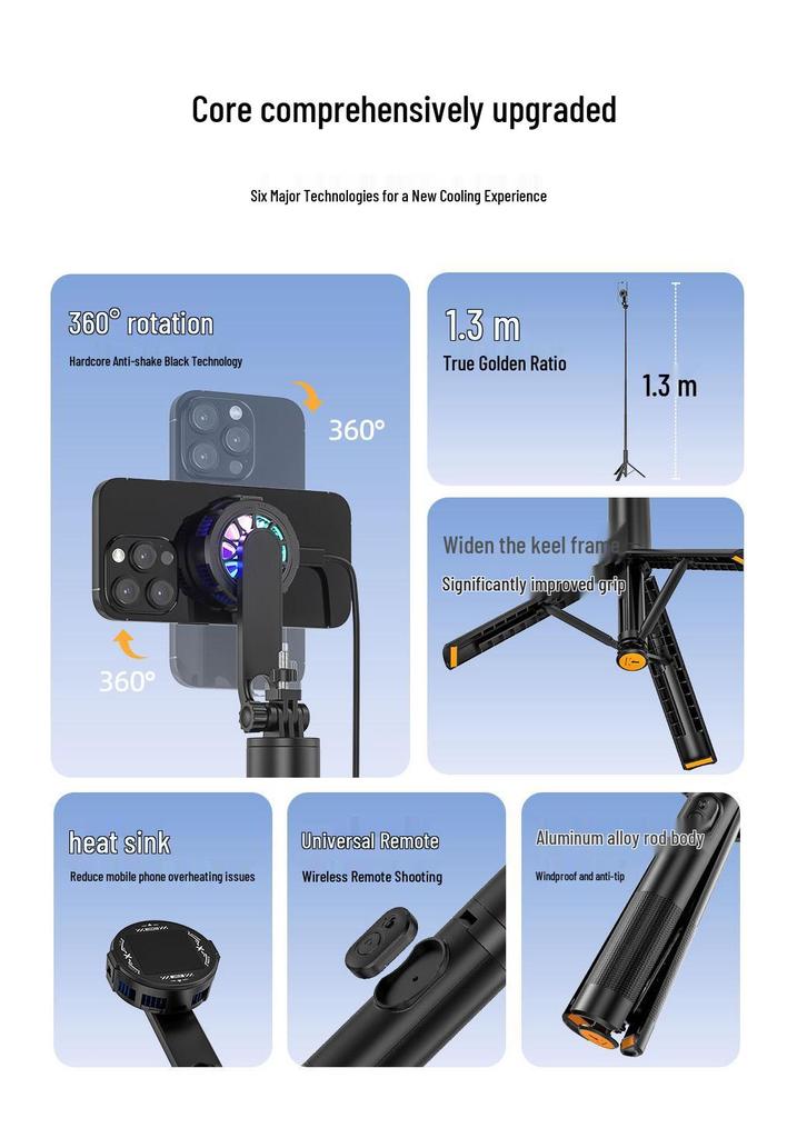 Magnetic Selfie Stick & Stabilizer: Universal Tripod Stand for Live Broadcasts
