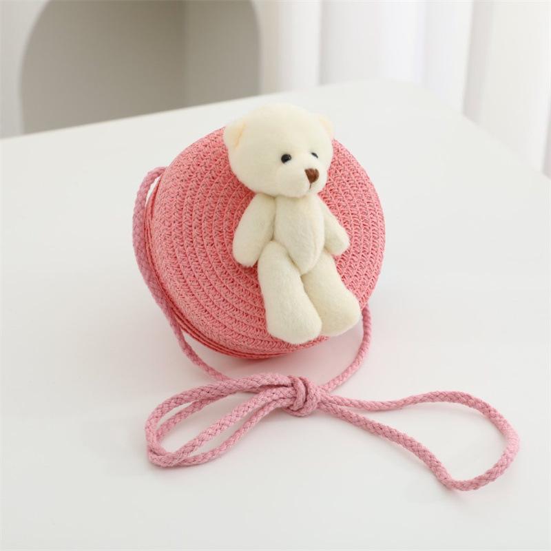 Children's Straw Woven Crossbody Bag - Small Girl's Phone and Coin Purse for Summer Outings and Seaside Trips