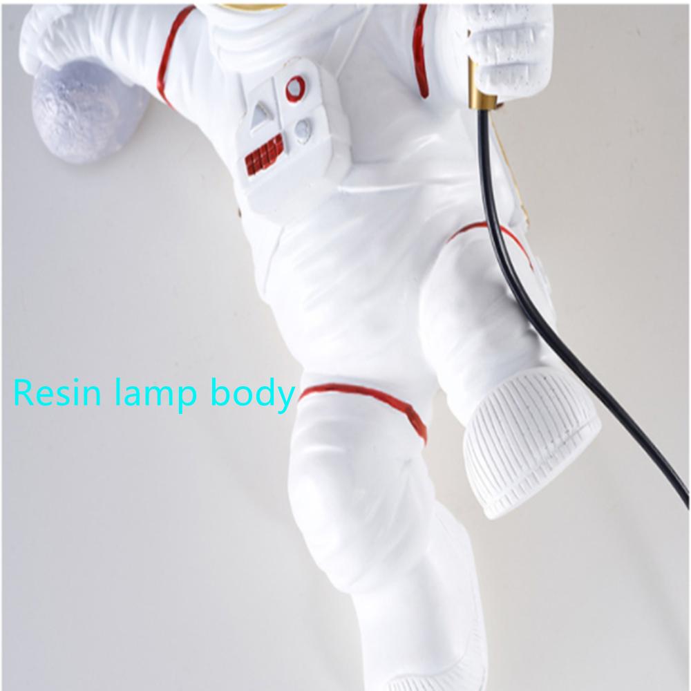 Astronaut Kinkiet 3D Printing Moon Creative Personality Eye Protection Bedroom Night Lamp for Bedroom Living Room Allele (Wiring, No Plug, No Bulb)